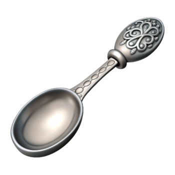 stunning abstract Antique Silver Spoon Ornate Design on Transparent Background original png