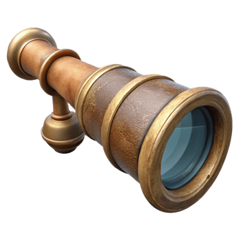 serene contemporary Antique Spyglass with Extended Lens genuine png