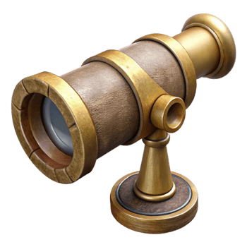 impressive artistic Antique Telescope Cutout with Brass and Wood professional png