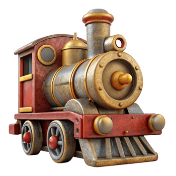 wonderful rustic Antique Toy Train Engine Front View Cutout genuine png