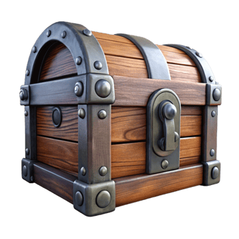 beautiful contemporary Antique Wooden Chest Closed Position Cutout with Metal Hardware authentic png