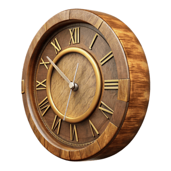 dramatic modern Antique Wooden Clock Roman Numerals Transparent Background original png
