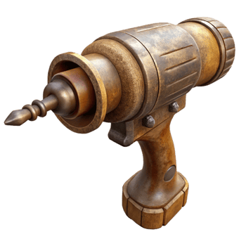 impressive artistic Antique Wooden Hand Drill Side View Element high resolution png