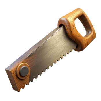 beautiful minimalist Antique Wooden Hand Saw Side View Element png