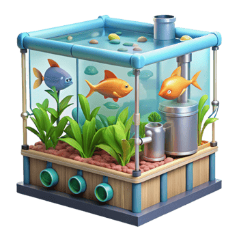 serene contemporary Aquaponics System Transparent Background Fish and Plants high quality png