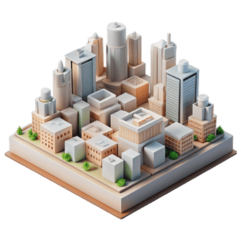 dramatic modern Architectural Model of City Transparent detailed png