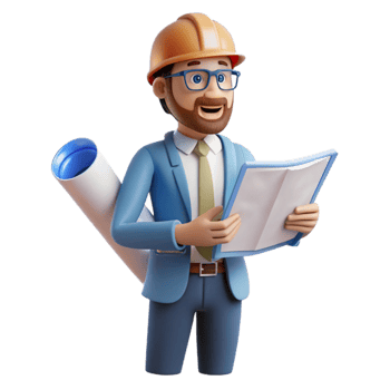 elegant minimalist Architect with Blueprints Transparent Background premium png