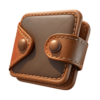 vibrant artistic Artisan Leather Wallet Brown Stitching Element exclusive png