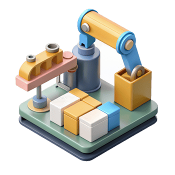beautiful creative Automated Assembly Process Isometric View Transparent Background authentic png