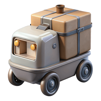 dramatic minimalist Automated Delivery Robot Side View Transparent Background high quality png