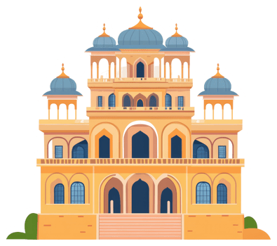 A decorative illustration depicts an ornate building with domes png