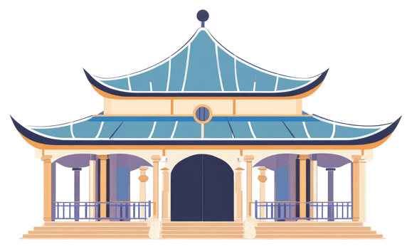 A detailed illustration of a traditional architectural structure depicted png