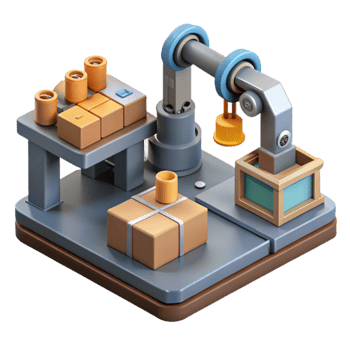 stunning vintage Automated Manufacturing Process Isometric View Cutout original png