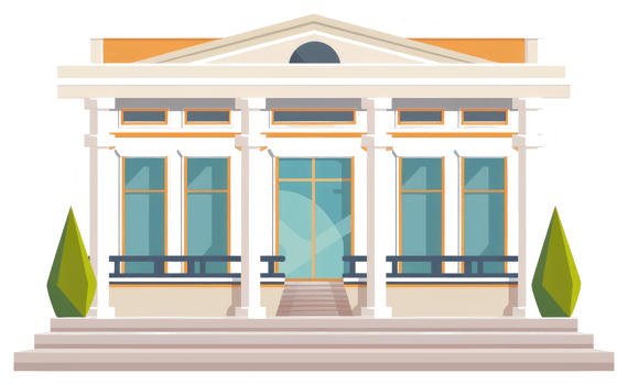 A Simple Classical Architectural Building Facade with Windows and Columns png
