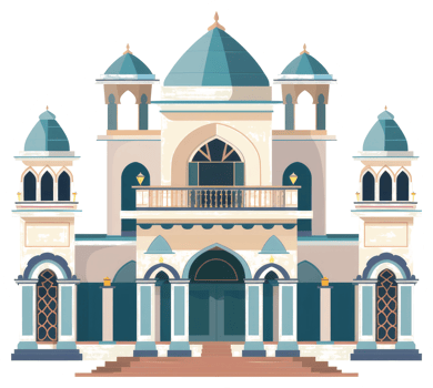 A beautiful architectural illustration of an elaborate building structure png