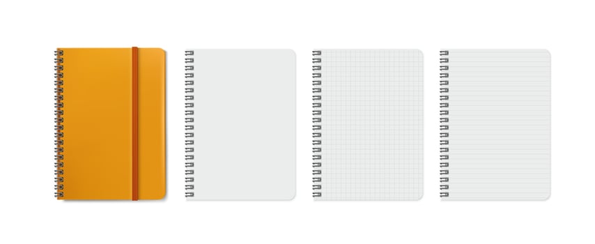Set notebook with blank pages, template for notes vector