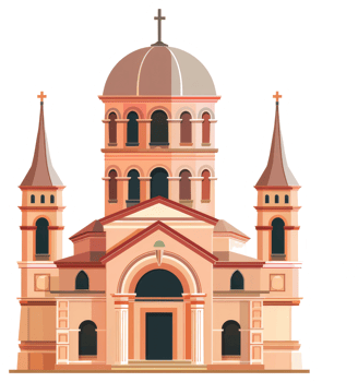 An illustration showcasing a beautiful building with spires and a dome png