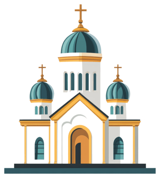 A illustration depicting a religious building with crosses on top png