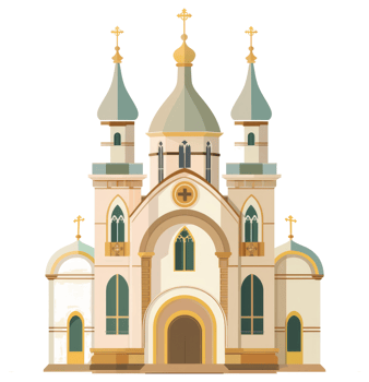 A detailed illustration depicting a classical architectural church building png