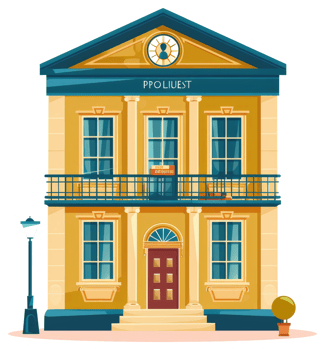 Illustration depicts a stylized building with classical architectural features png