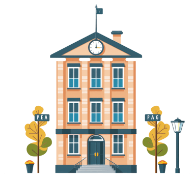 An illustrated cartoon rendering of a brick building facade png