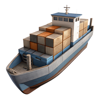 vibrant minimalist Autonomous Cargo Ship Side View Transparent Background png