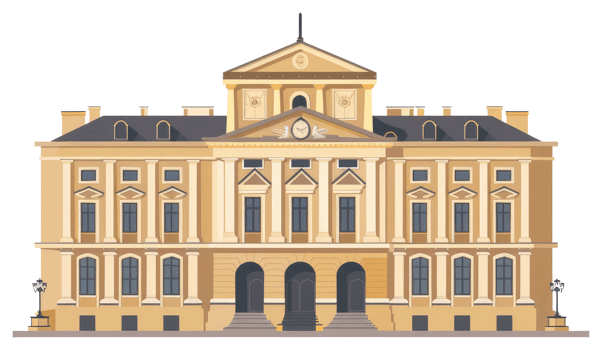 A classical facade depicting an ornate building with columns png