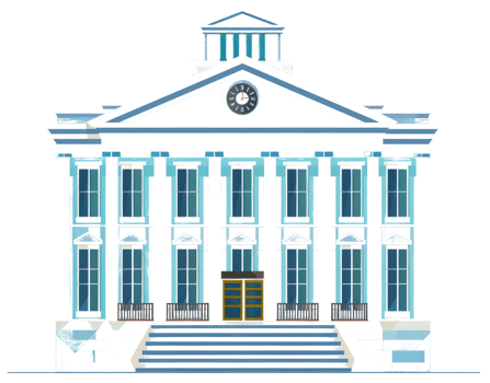 A detailed illustration of a grand public building facade png