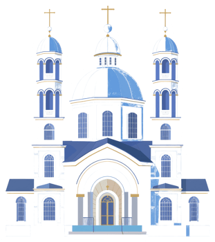 A detailed architectural illustration of a beautiful church building png