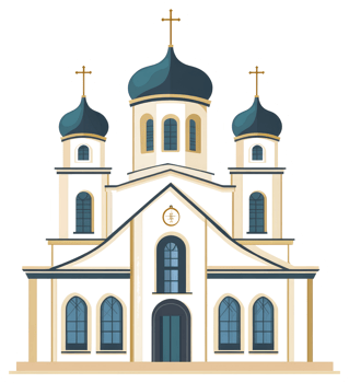 A detailed illustration depicting a beautiful church building structure png