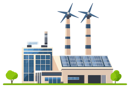 A modern illustration of a sustainable energy plant png