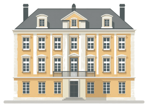 A Detailed Illustration Depicting A Grand Two Story Building Facade png