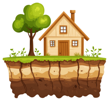 A small wooden house with a tree sitting on green land png