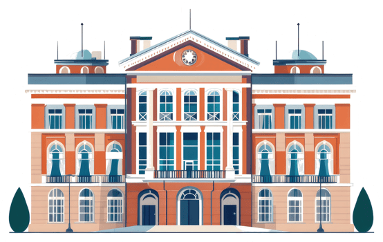 A beautiful architectural illustration of a grand historic building png