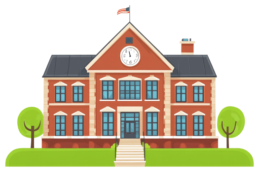 An Illustration Depicting a Classic American Two Story Schoolhouse png