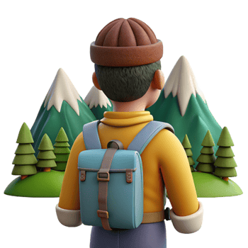 serene traditional Backpacker Gazing at Mountain View Cutout authentic png