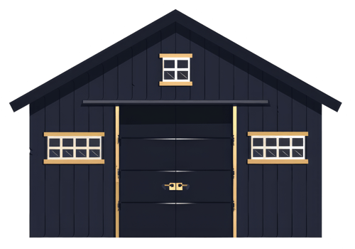 A stylized illustration depicting a black building with a gable roof png