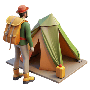 stunning abstract Backpacker Setting Up Tent Element authentic png
