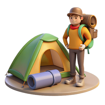 stunning artistic Backpacker Setting Up Tent Element high resolution png