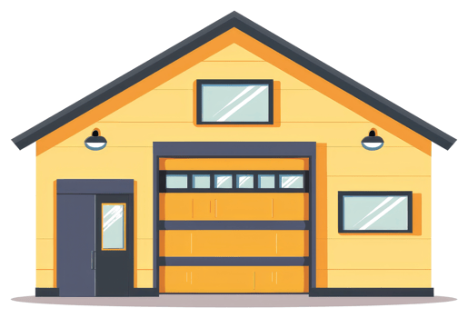 A simple cartoon illustration of a yellow garage structure png