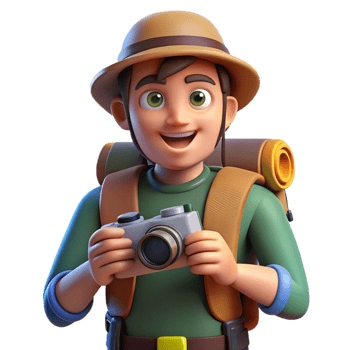 magnificent abstract Backpacker with Camera Transparent Background high quality png