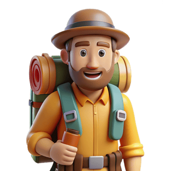 impressive artistic Backpacker with Hiking Gear Element high resolution png
