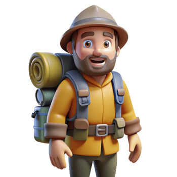 wonderful minimalist Backpacker with Hiking Gear Element professional png