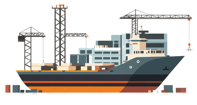 A Large Cargo Ship Being Loaded With Numerous Containers png
