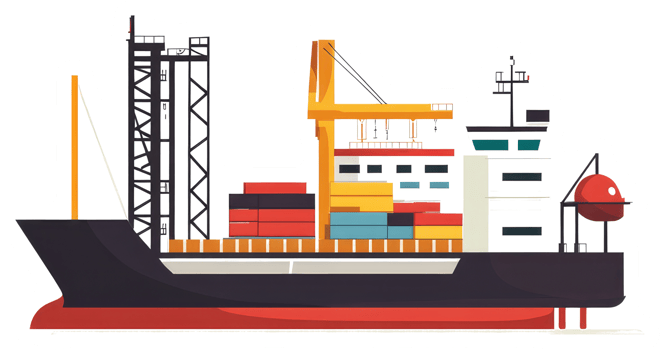 A large container ship transporting goods across international waters png