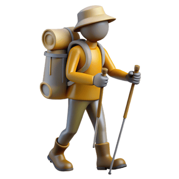 impressive modern Backpacker with Trekking Poles Silhouette genuine png