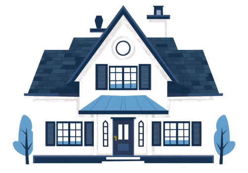 A illustration depicts a charming two story residential house png
