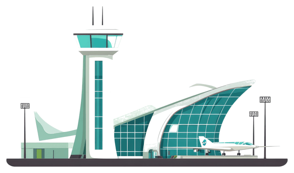A Modern Illustration Depicting a Contemporary Airport Terminal png