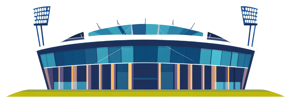 A modern stadium illustration with large floodlights for sporting events png