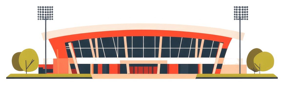 A illustration of a modern sports stadium complex design png